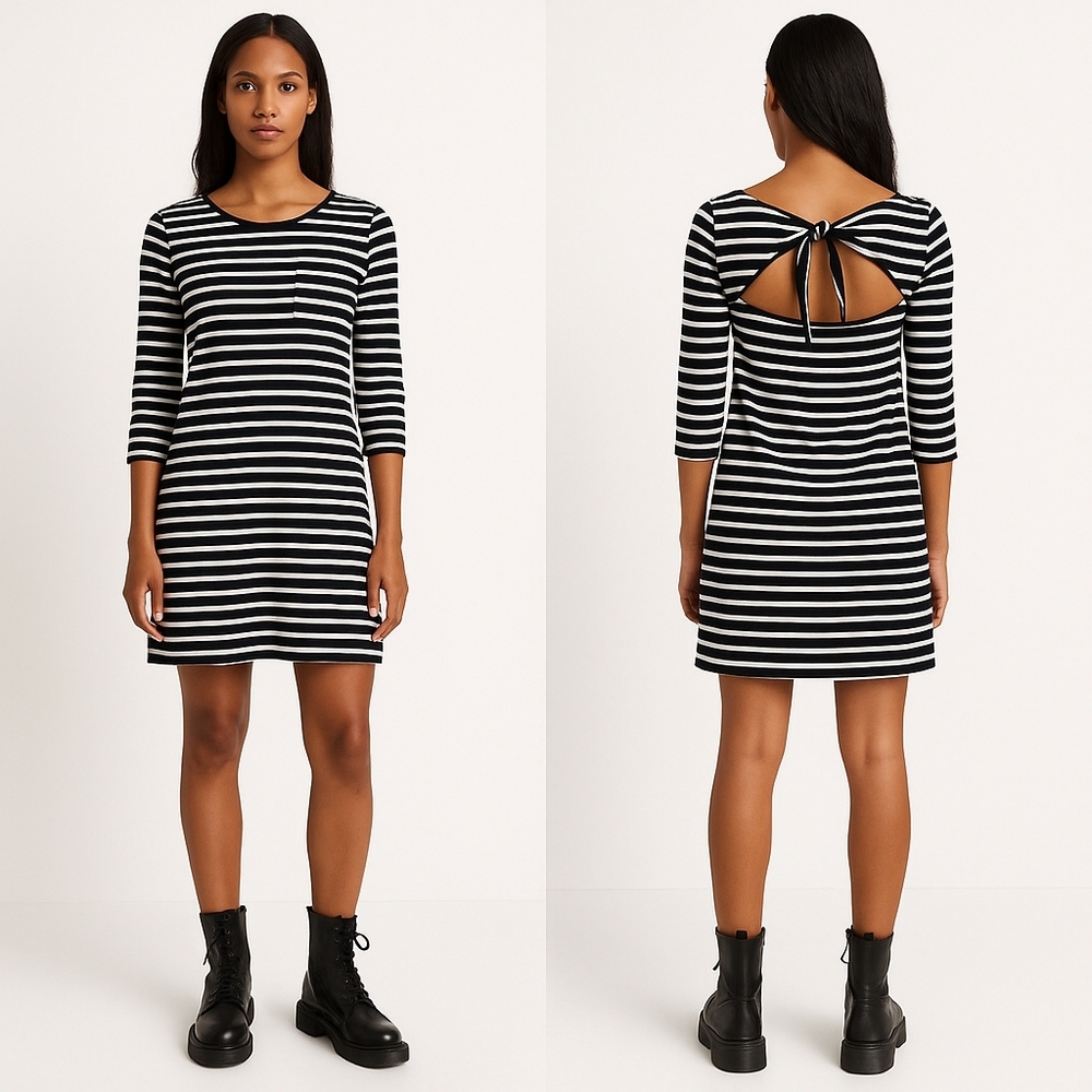 Sanctuary Back At Ya Coastal Preppy Striped Tie Back Cutout Dress M